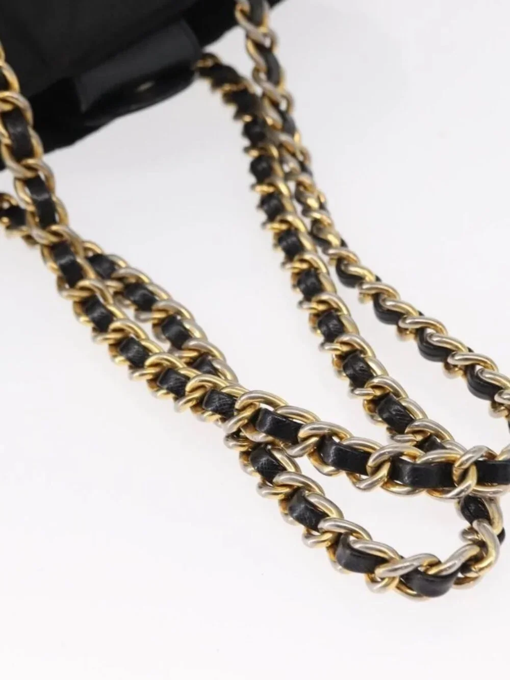 PRADA Chain Hand Bag Nylon Black Gold Auth bs31172 - Picture 8 of 16